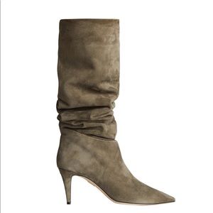Tamara Mellon icon knee high boots moss suede